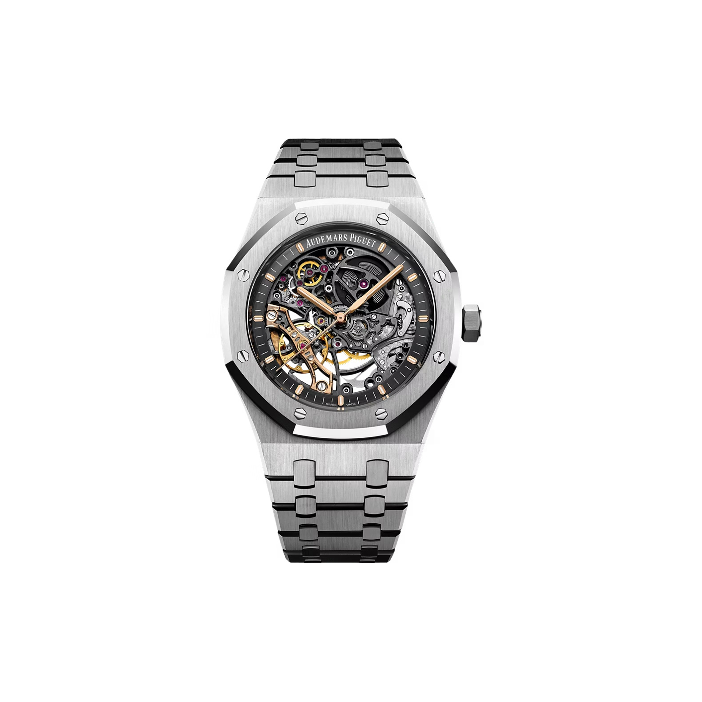 audemars p*g*et royal oak double Ba1an*e wheel openworked 15407st.oo.1220st.01